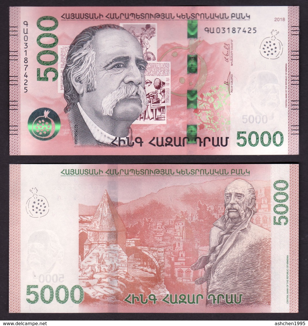 Armenien / Armenie / Armenia 2018, William Saroyan, Writer, 5000 Dram  - UNC - Armenien