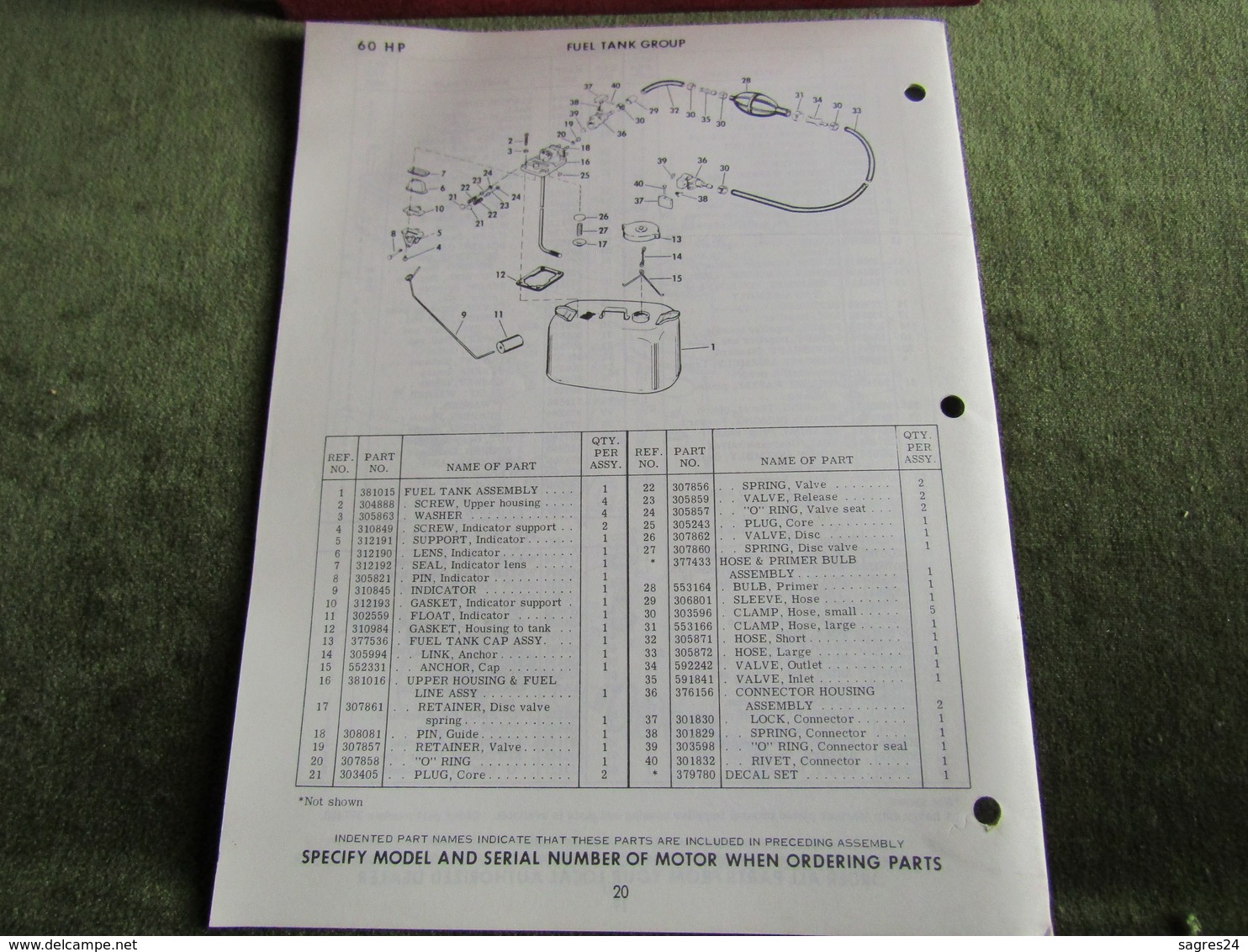 Evinrude Outboard 60 Workfour Model S Parts Book 1968 - Other & Unclassified