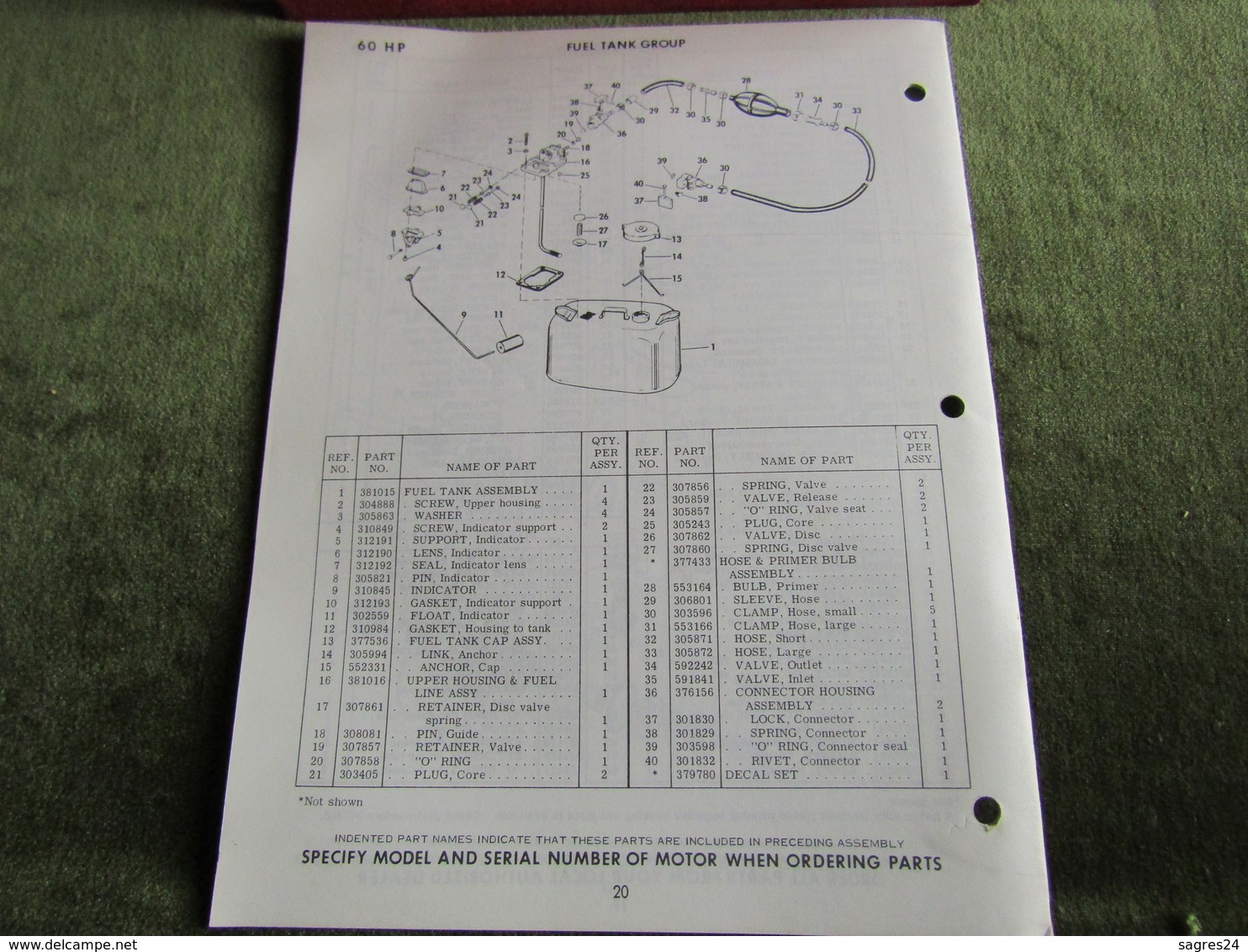 Evinrude Outboard 60 Workfour Model S Parts Book 1968 - Autres & Non Classés