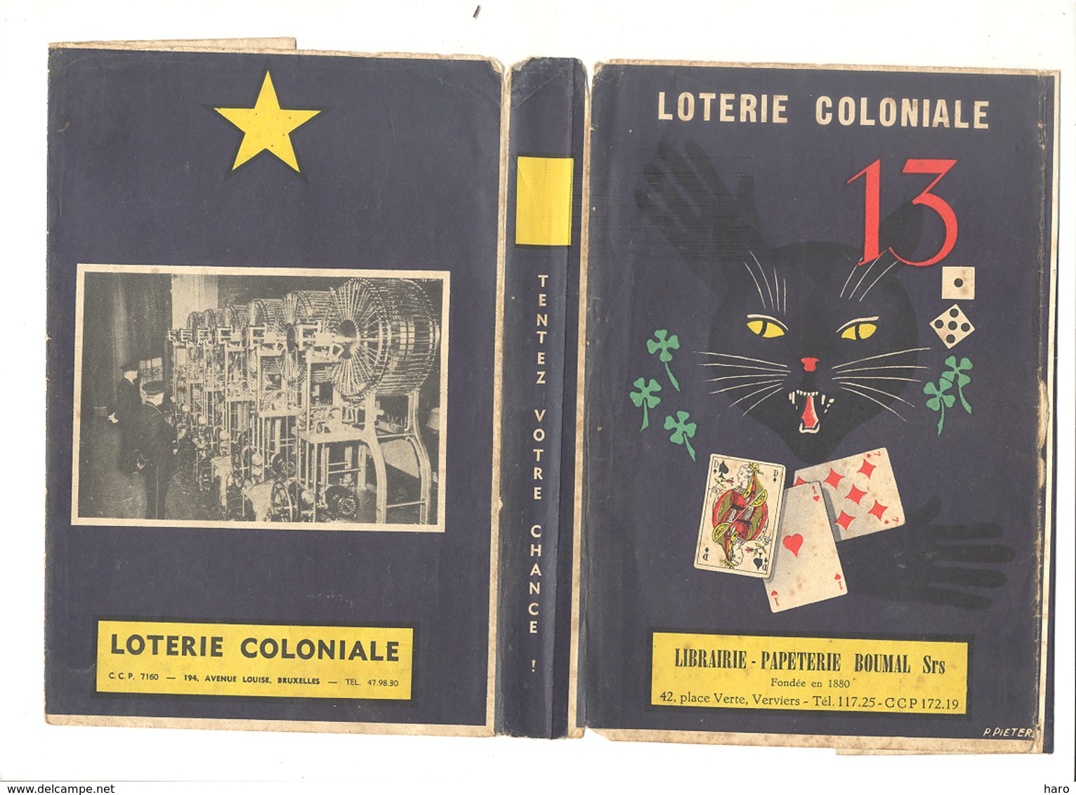 LOTERIE COLONIALE - Protège / Couvre - Cahier, Livre,...Facteur De Chance - Publicité Papeterie Boumal VERVIERS - Autres & Non Classés