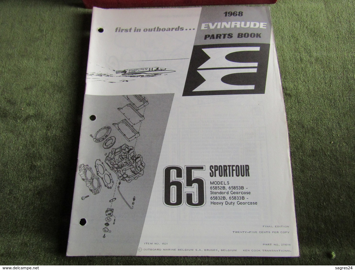 Evinrude Outboard 65 Sportfour Model S Parts Book 1968 - Other & Unclassified