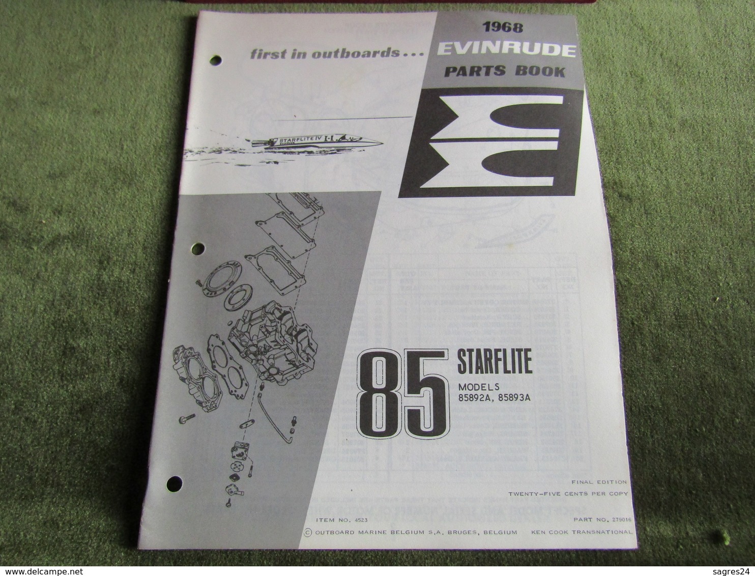 Evinrude Outboard 85 Speedfour Model S Parts Book 1968 - Other & Unclassified