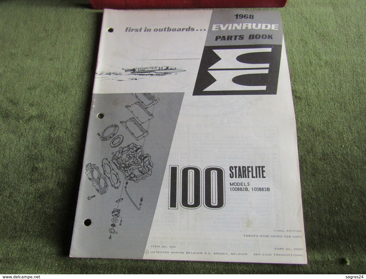 Evinrude Outboard 100 Starflite Model S Parts Book 1968 - Other & Unclassified