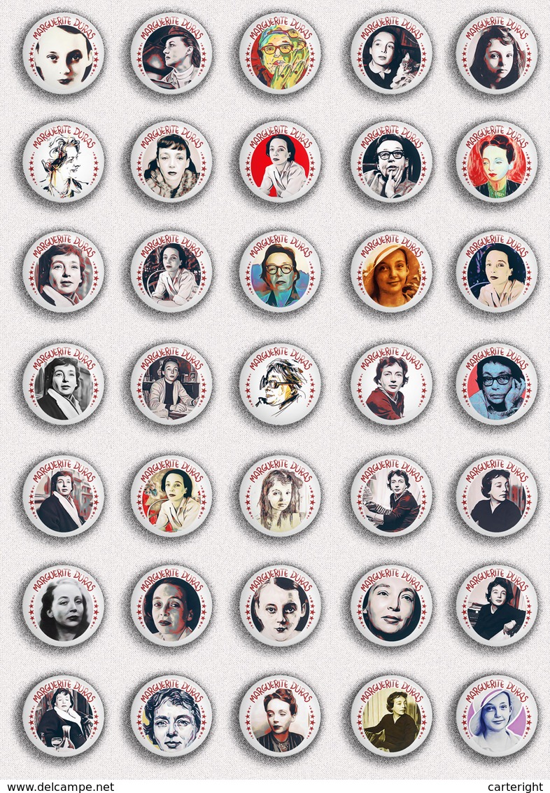 35 X Writer Marguerite Duras ART BADGE BUTTON PIN SET  (1inch/25mm Diameter) - Celebrities