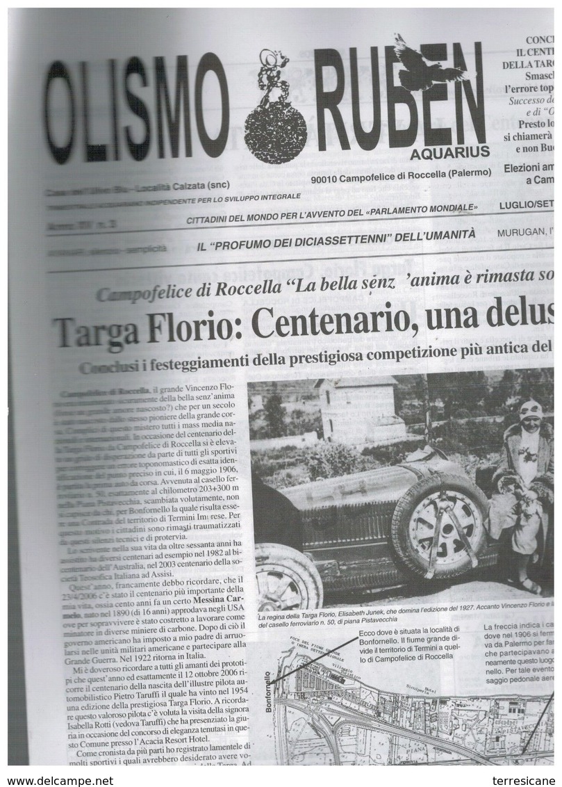 OLISMO RUBEN TRIMESTRALE CAMPOFELICE DI ROCCELLA CENTENARIO TARGA FLORIO - Automobile - F1