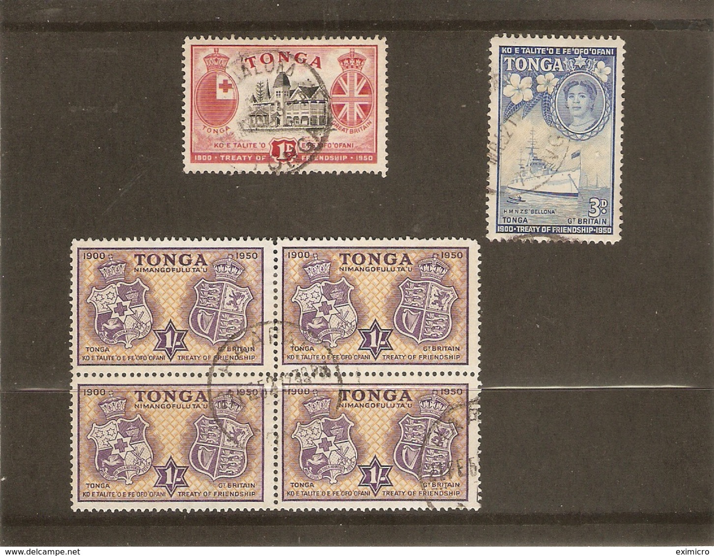 TONGA 1951 VALUES SG 96, 98, 100 X 4 FINE USED Cat £16 - Tonga (...-1970)