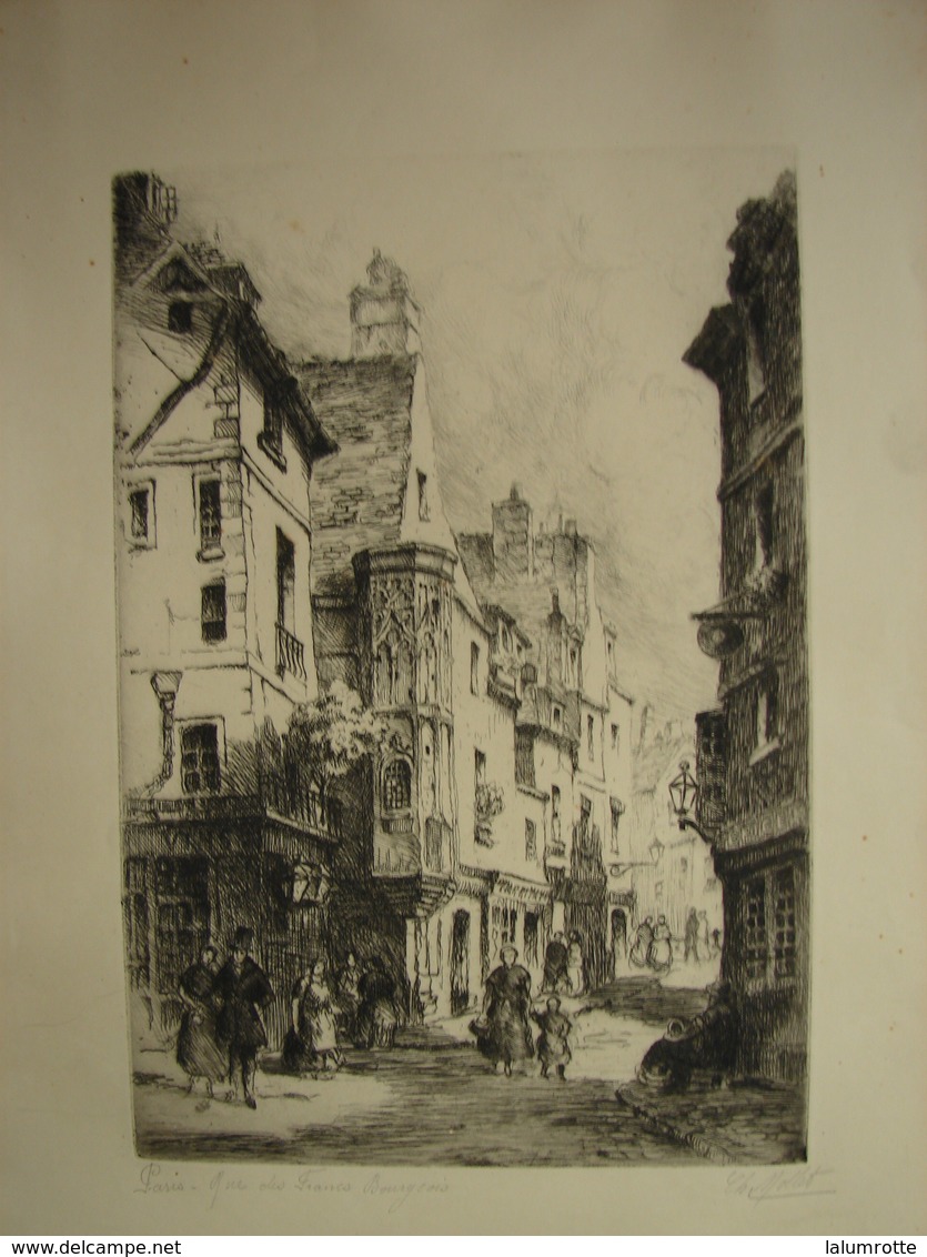 PDGL. 6. Gravure De Charles Nollet. Signée En Bas à Droite. Paris Rue Des Francs Bourgeois. - Estampes & Gravures