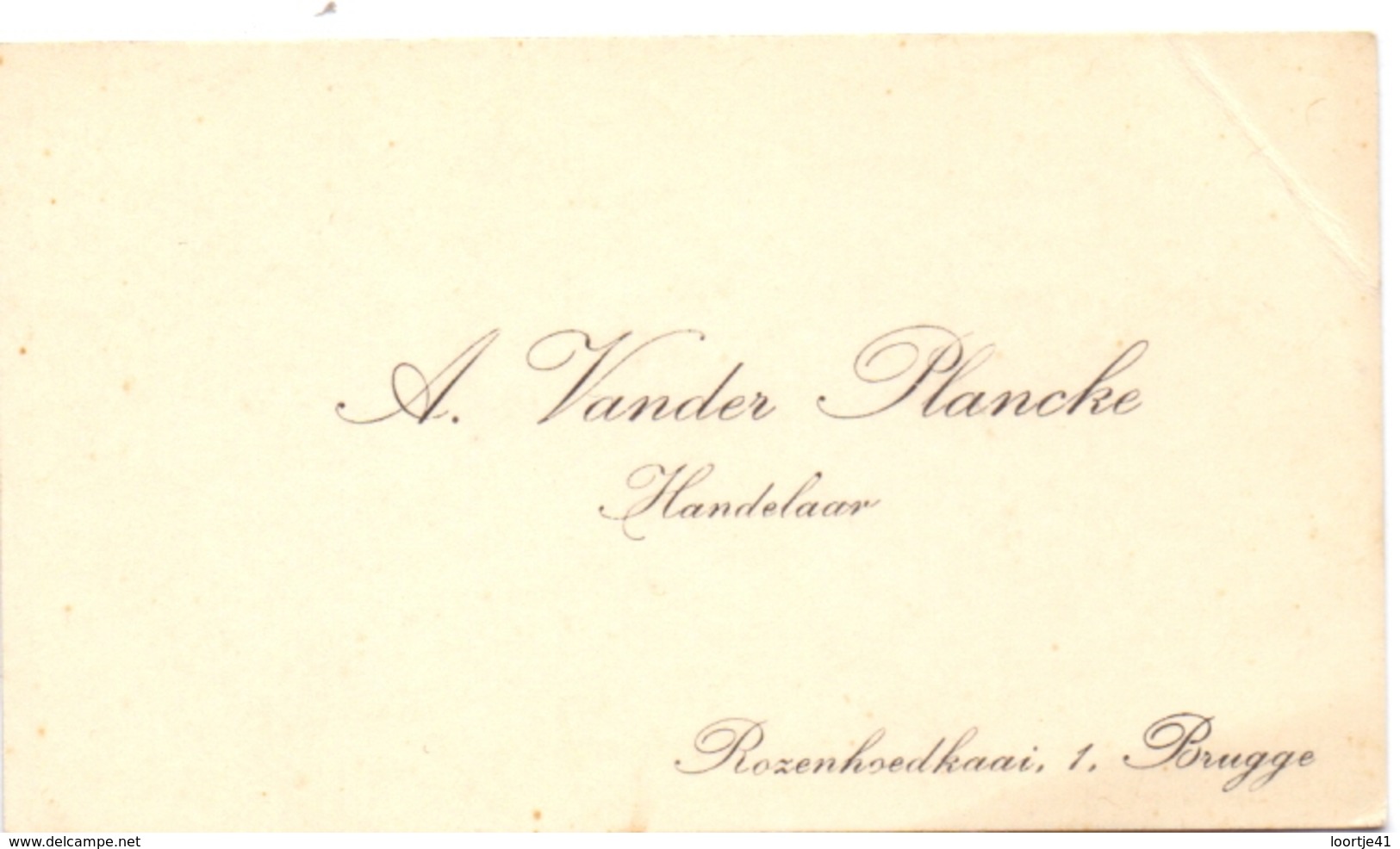 Visitekaartje - Carte Visite - Handelaar A.Vander Plancke - Bruges Brugge - Cartes De Visite