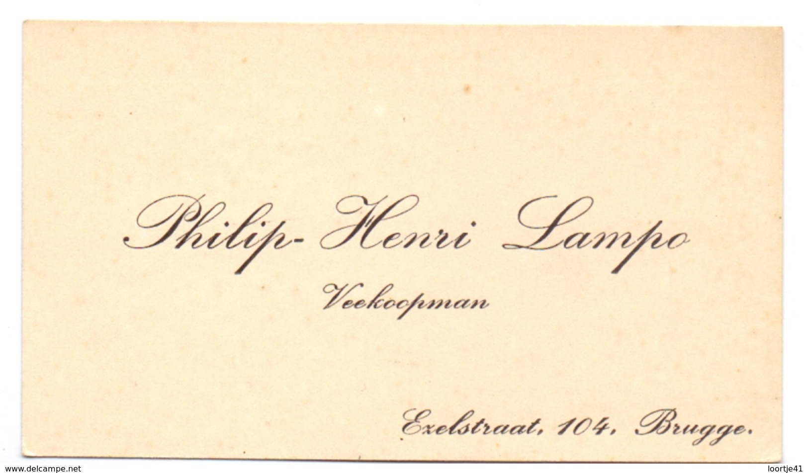 Visitekaartje - Carte Visite - Veekoopman Philip Henri Lampo - Brugge - Cartes De Visite