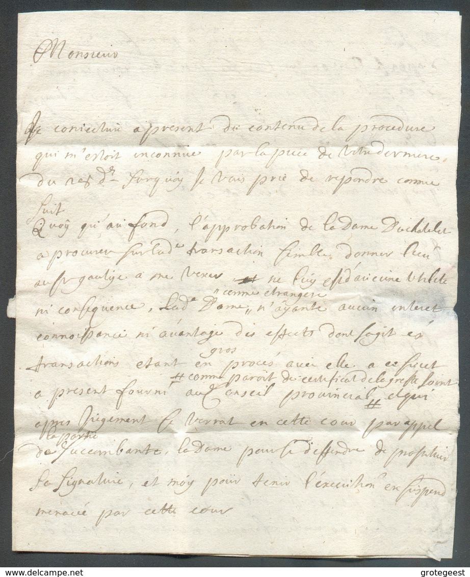 LAC De BERG Le 5 Septembre 1720 Avec Griffe En Creux LVXEMB. (RRR, Repris Chez Goebel Mais Pas Chez Herlant) Vers Mr. De - ...-1852 Vorphilatelie