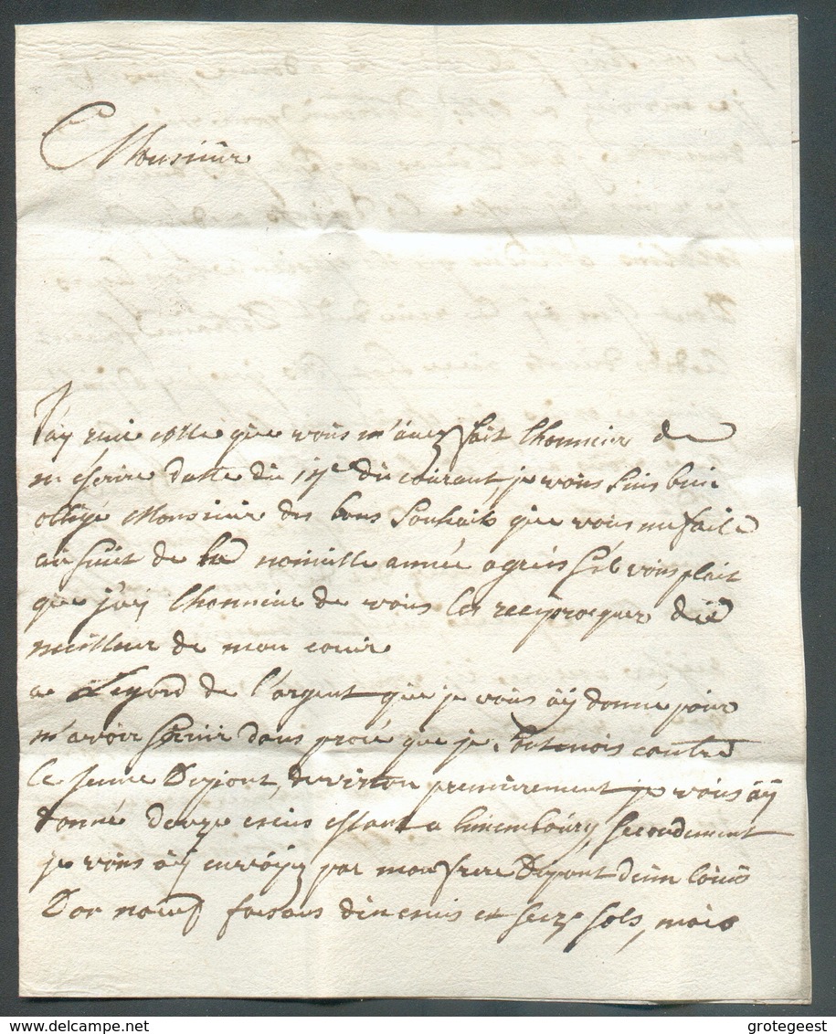 LAC De FLORENVILLE (Belgique) Acheminé Le 18 Décembre 1750 Par LUXEMBOURG ( Griffe Brune LVXEMB. (RR, H.8 Cote 30 Herlan - ...-1852 Préphilatélie