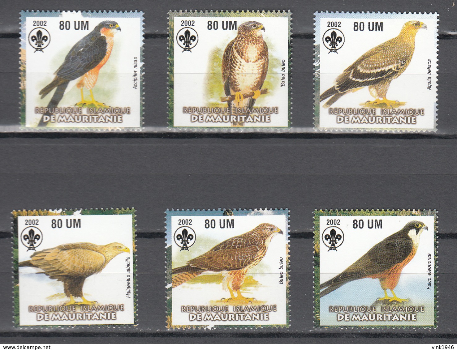 Mauritania 2002,6V In Set,birds Of Prey,roofvogels,birds,vogels,vögel,oiseaux,pajaros,uccelli,aves,MNH/Postfris(A3646) - Arends & Roofvogels