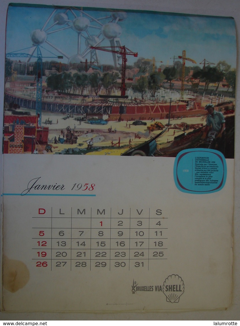 Calendrier. 11.Janvier 1958. Bruxelles Via SHELL. Photos De Différentes Expositions - Grand Format : 1921-40