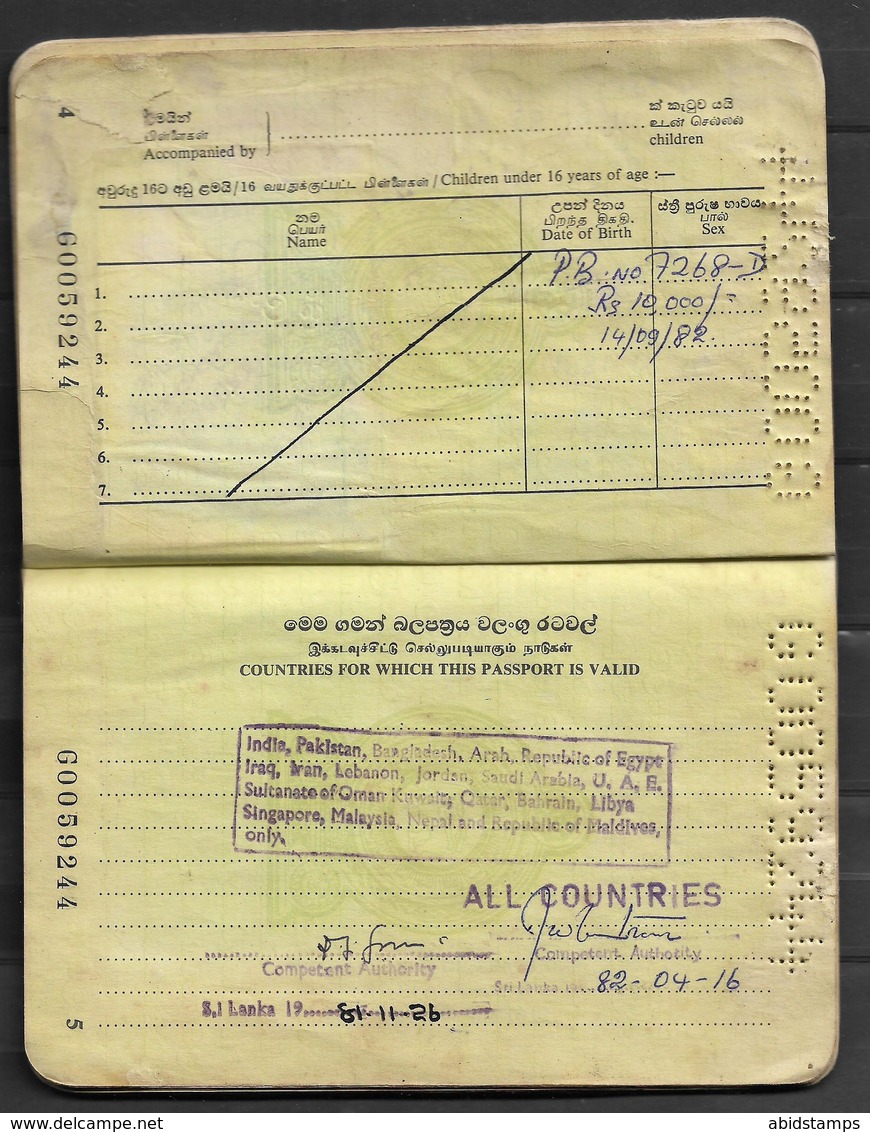 USED PASSPORT SRI LANKA CONDITION AS PER SCAN - Sri Lanka (Ceylan) (1948-...)