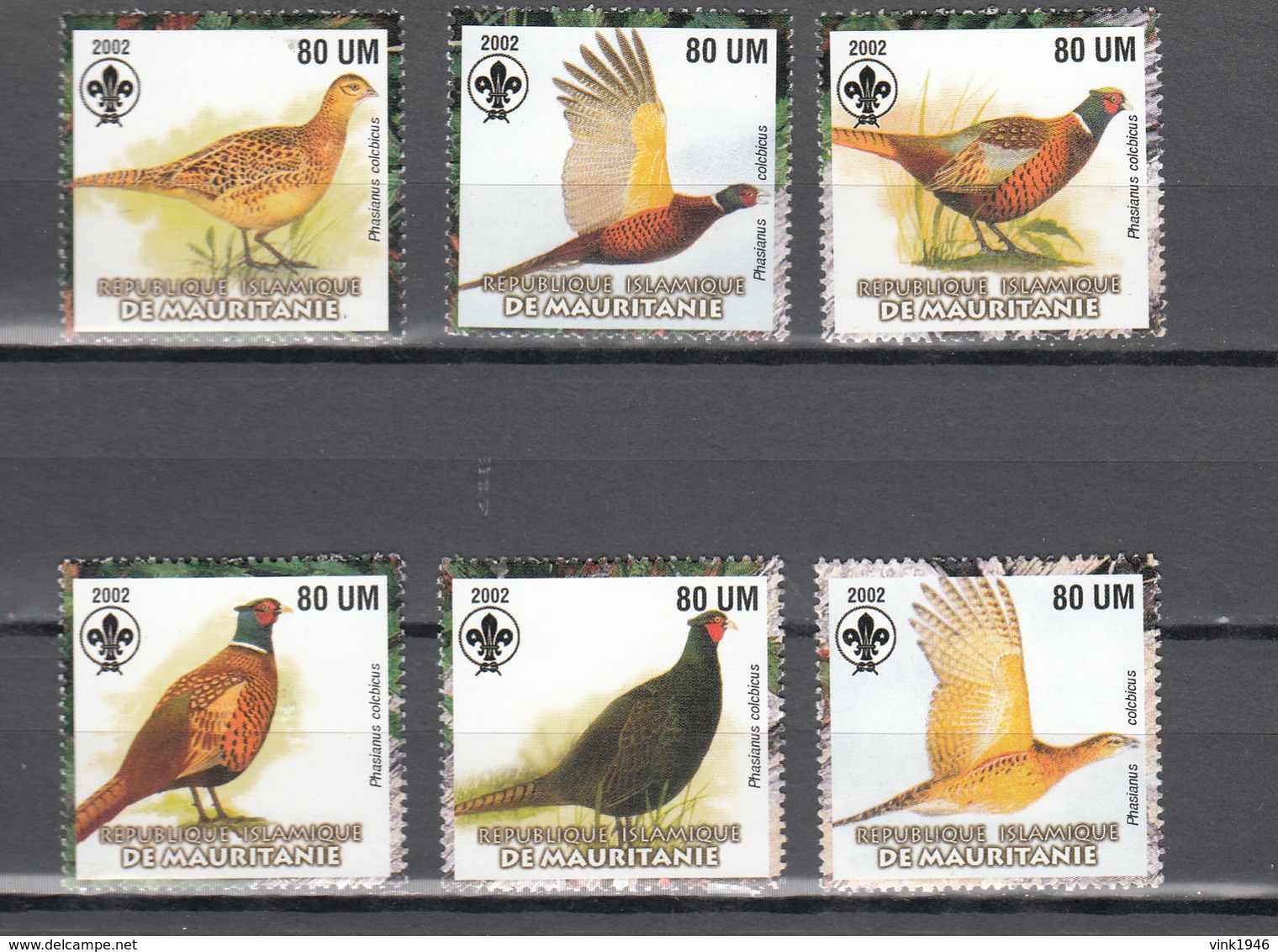 Mauritania 2002,6V In Set,pheasants,fazanten,birds,vogels,vögel,oiseaux,pajaros,uccelli,aves,MNH/Postfris(A3655) - Hoendervogels & Fazanten