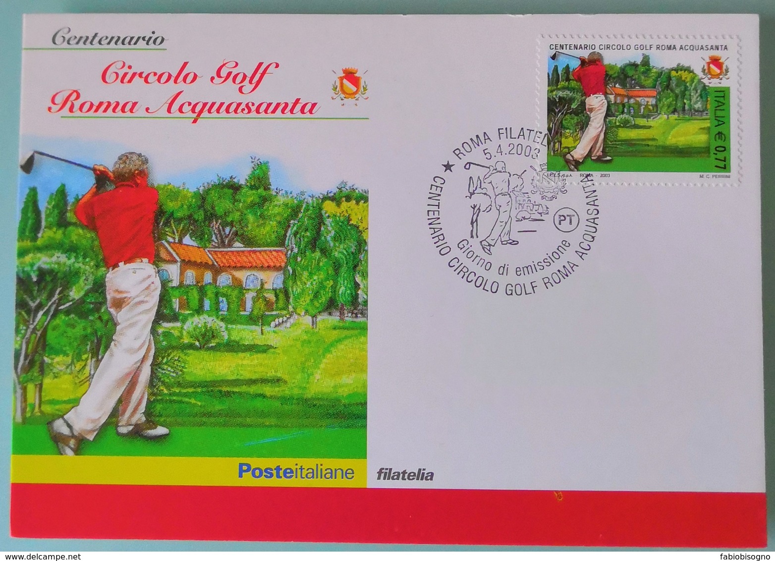 ROMA - CIRCOLO DEL GOLF DELL'ACQUASANTA -  FG NON VG CON FRANCOBOLLO 2003 - Golf