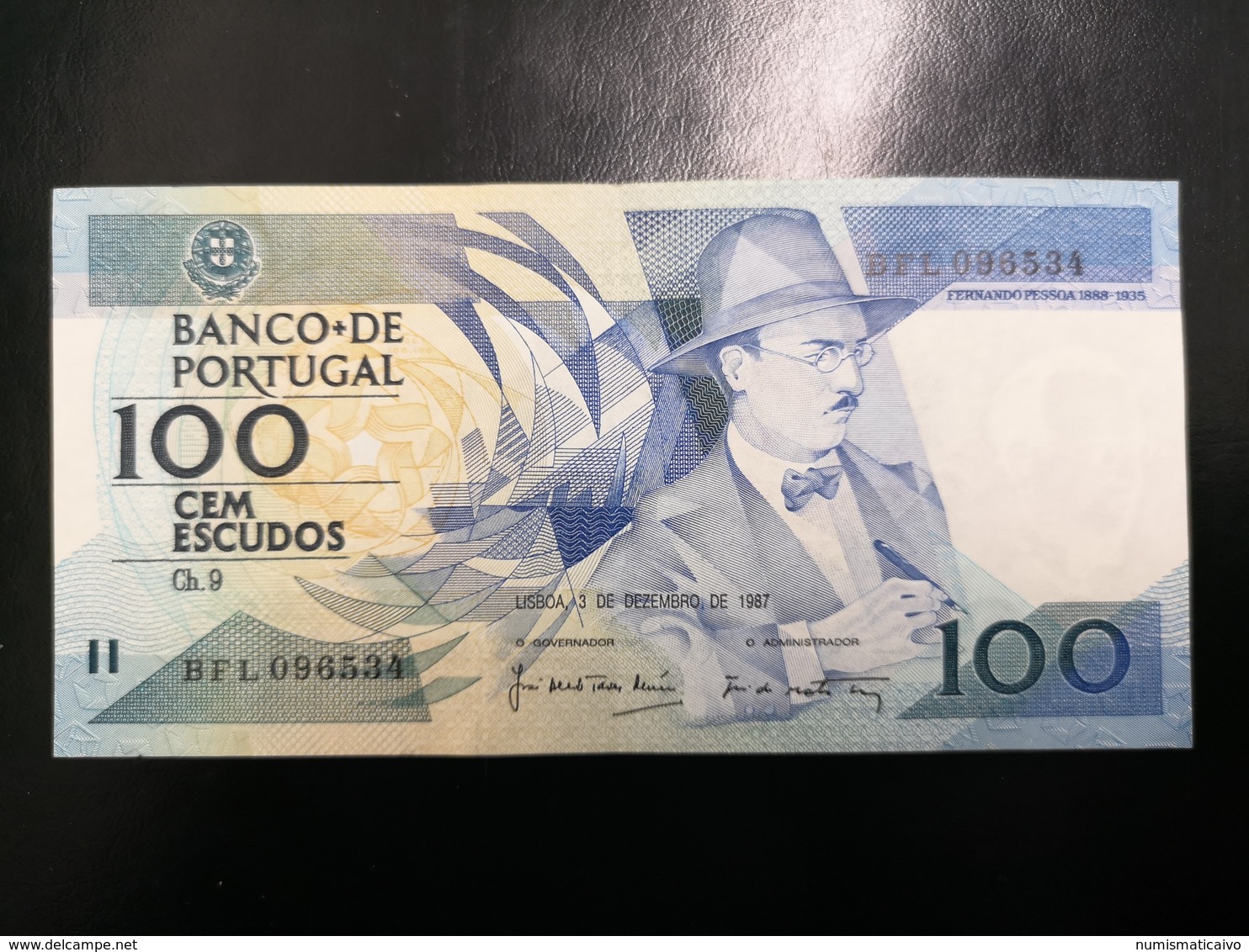 Portugal PAPEL NOTA 100$00 CH 9 FERNANDO PESSOA 3/12/1987 - Portugal