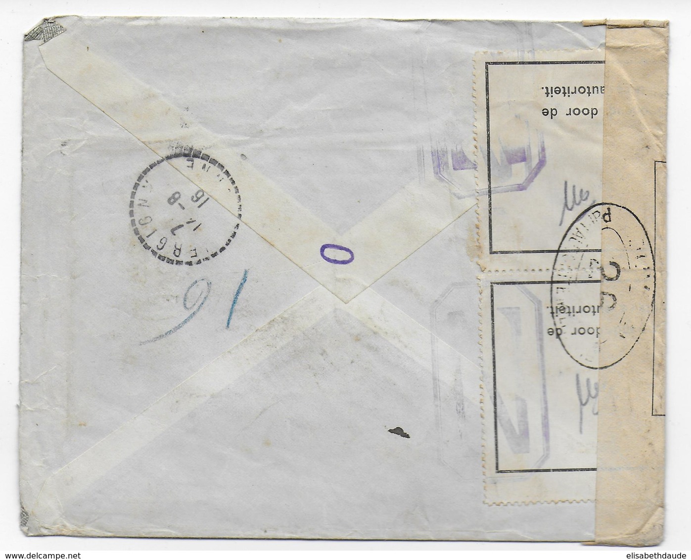 NEDERLAND - 1916 - ENVELOPPE RECOMMANDEE Avec DOUBLE CENSURE De BREDA => VERGIGNY - Postal History