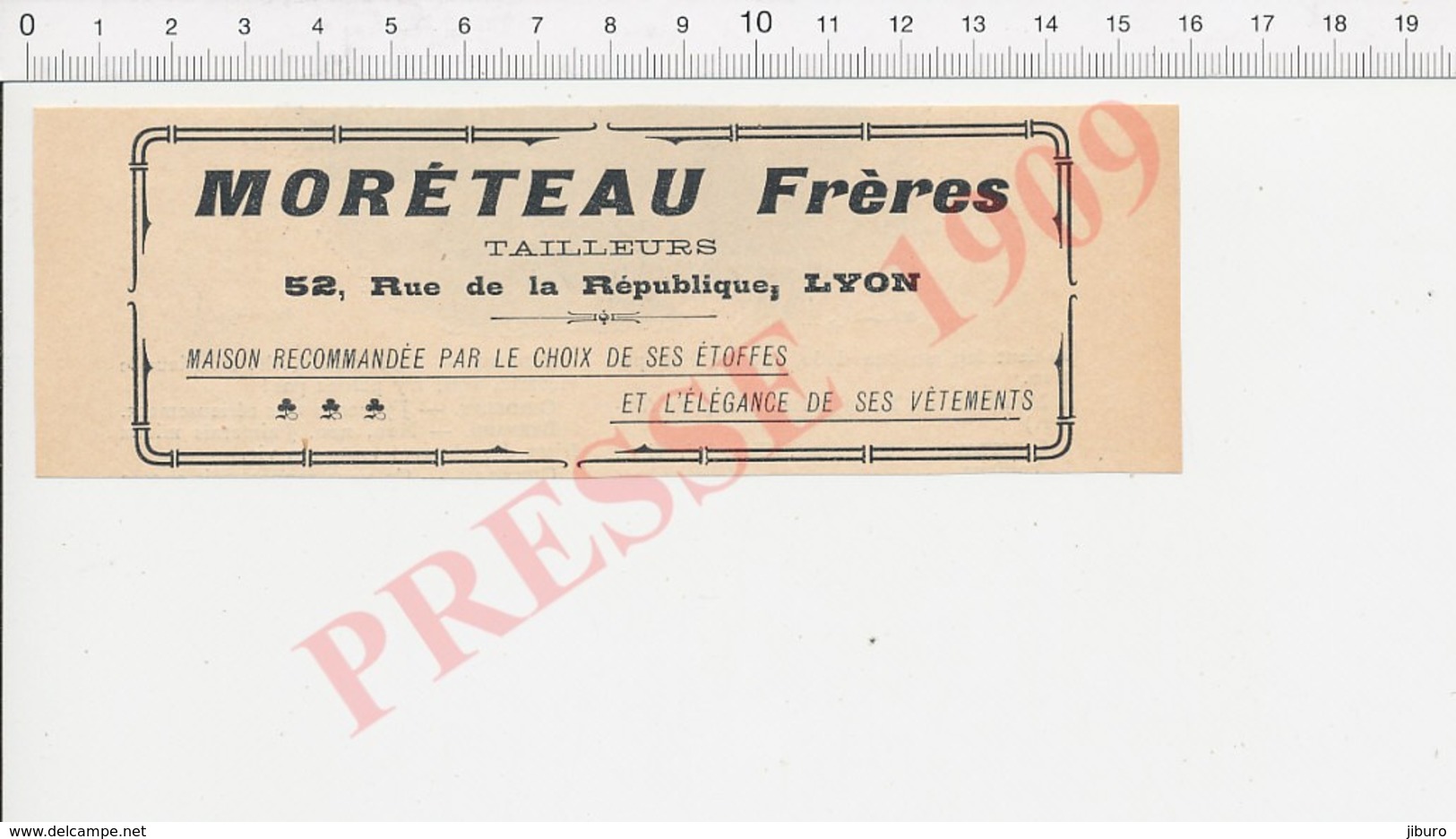 Publicité Presse De 1909 Moréteau Frères Lyon Tailleurs  223XN - Non Classés