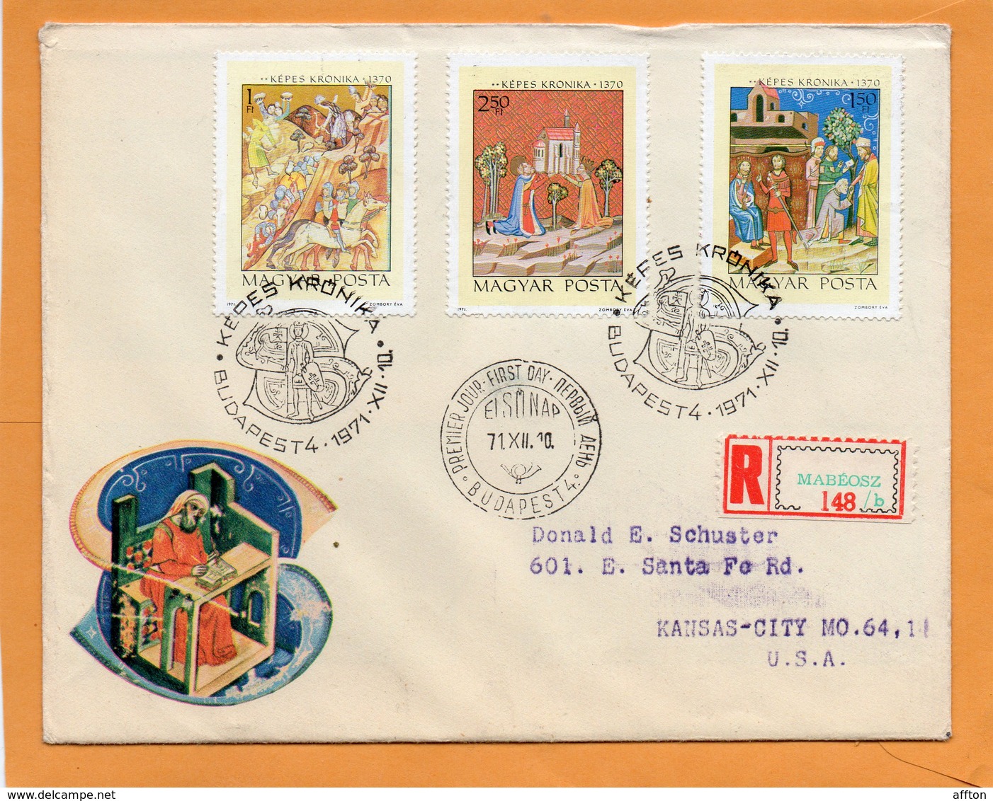 Hungary 1971 FDC Mailed To USA - FDC