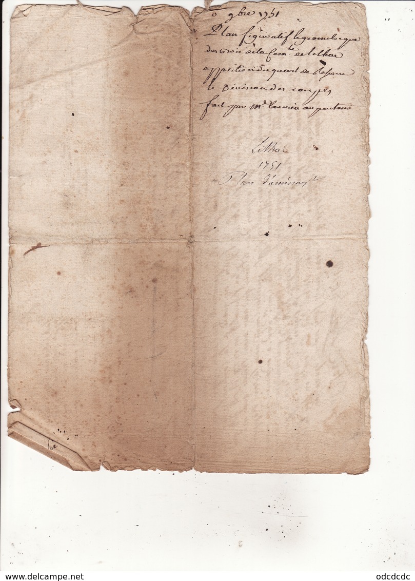 Gen Auch 8 Oct 1751 Eaux Et Forets Plan Figuratif Des Bois De Lissac 3 Scans - Cachets Généralité
