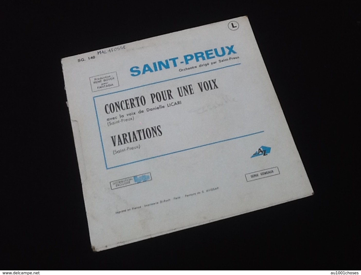 Vinyle 45 Tours   Concerto Pour Une Voix  Musique De Saint-Preux  (1969) - Classica