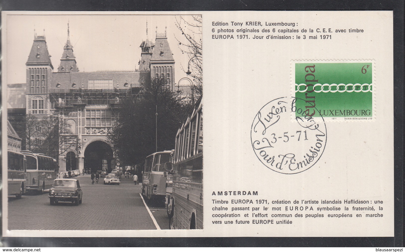 Éditions Tony Krier Luxembourg 1971 - EUROPE CEPT CAPITALE DE LA C.E.E. AMSTERDAM - Maximumkarten