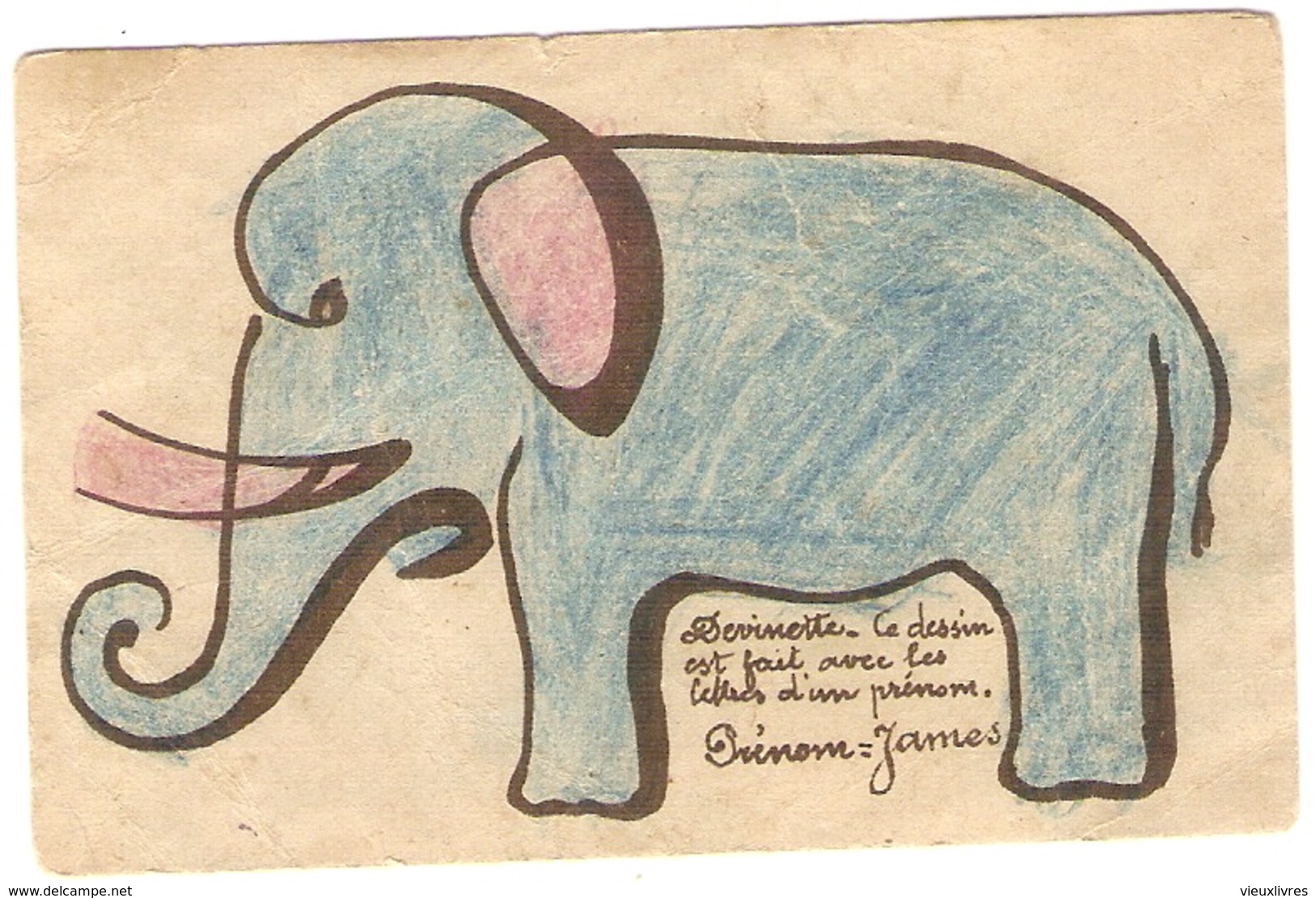 5 Images Anciennes Animaux Eléphant Chameau Dessinés Avec Des Lettres James Albert - Autres & Non Classés