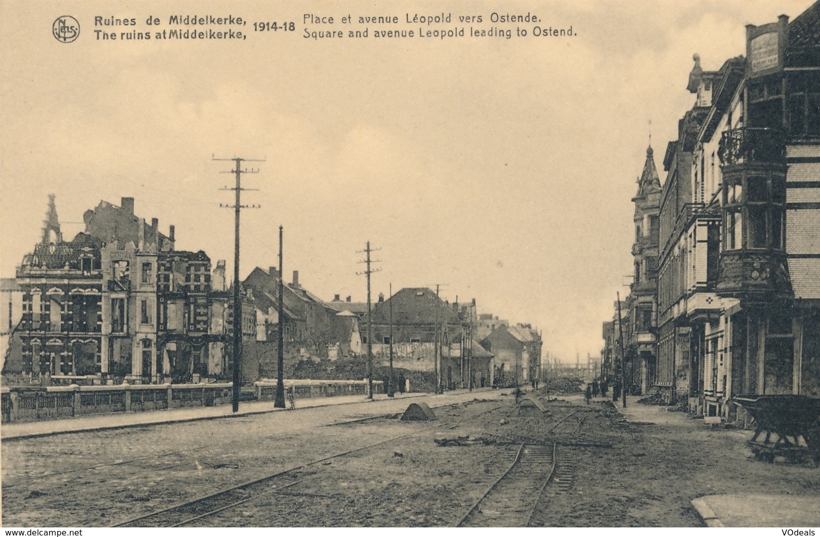 CPA - Belgique - Flandre Occidentale - Ruines De Middelkerke 1914-18 - Place Et Avenue Léopold Vers Ostende - Middelkerke