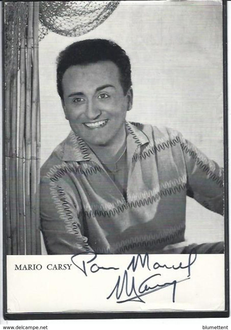 Autographe Signature à L'encre Mario CARSY - Autres & Non Classés