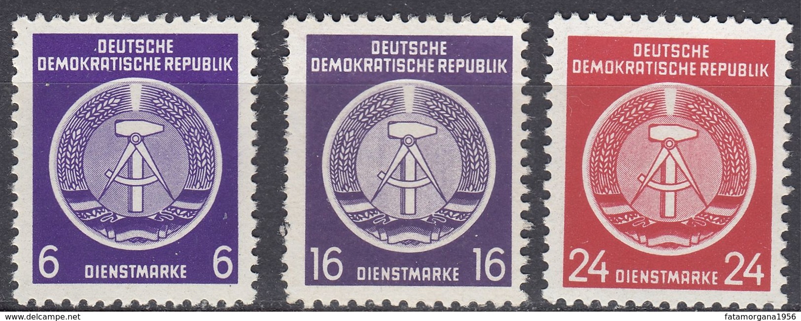 GERMANIA DDR - 1954 - Lotto 3 Valori Nuovi MNH - Servizio Yvert 2, 7 E 9. - Ungebraucht