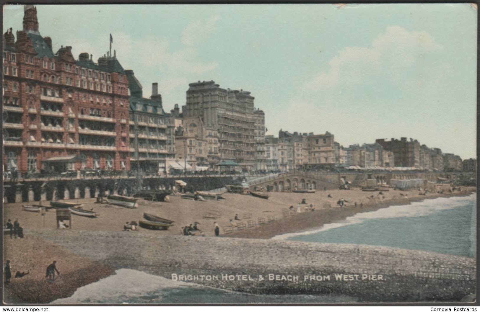 Brighton Hotel & Beach From West Pier, Brighton, Sussex, 1919 - ETW Dennis Postcard - Brighton
