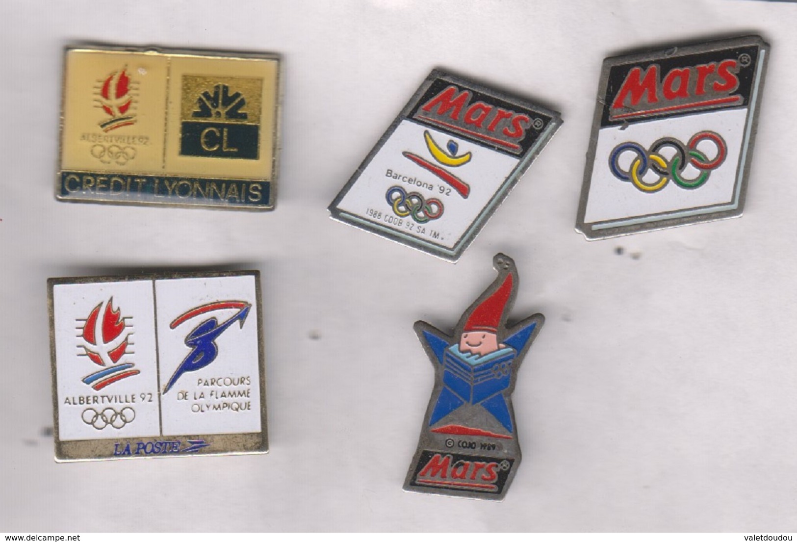 Lot De 5 Pin's Jeux Olympiques Alberville Et Barcelone 1992 - Jeux Olympiques
