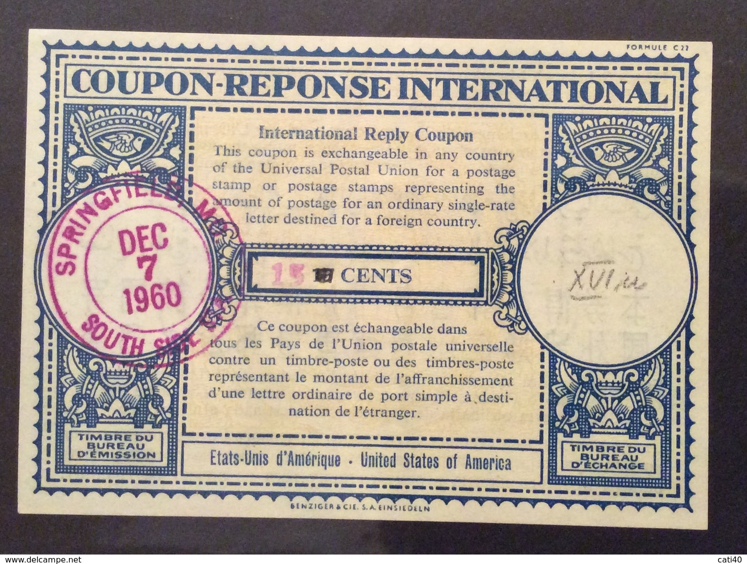 COUPON REPONSE  INTERNATIONAL GILBRALTAR  U.S.A.15/10 Cents - Posta