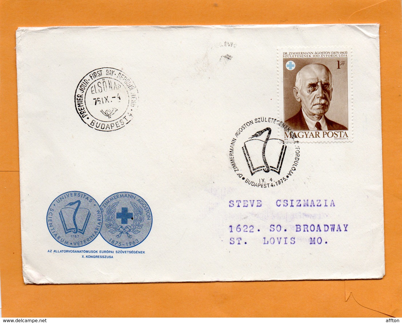 Hungary 1975 FDC Mailed To USA - FDC