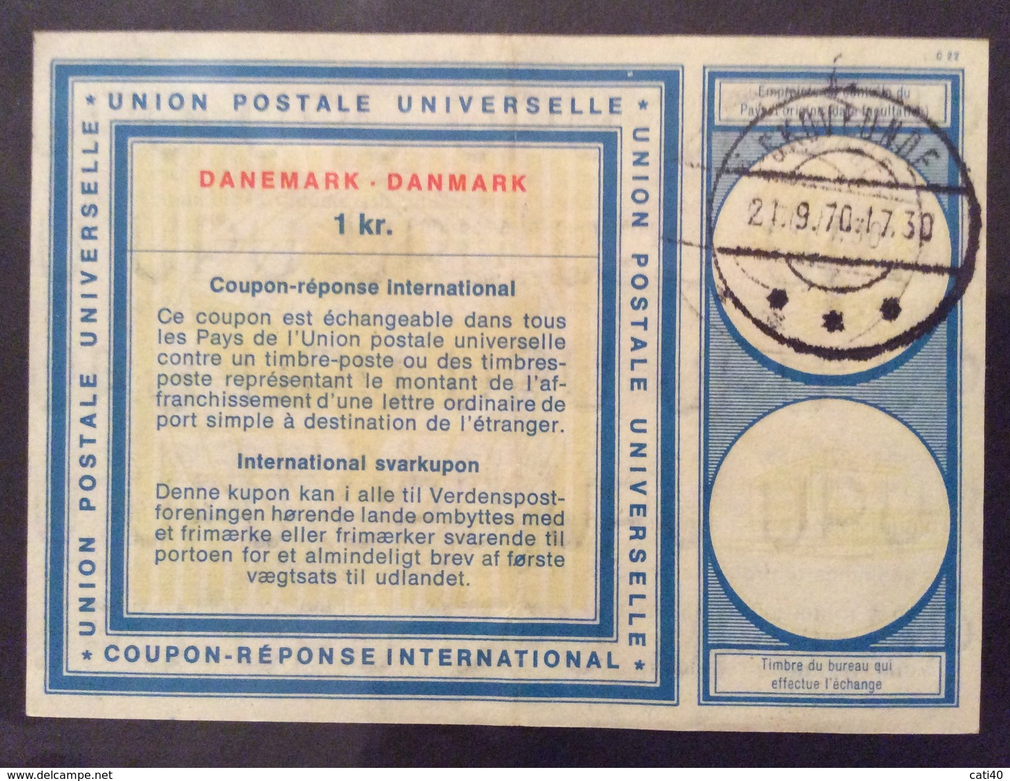 COUPON REPONSE  INTERNATIONAL  DANIMARCA DANEMARK DANMARK 1 Kr - Posta