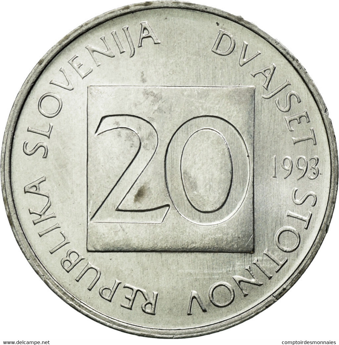 Monnaie, Slovénie, 20 Stotinov, 1993, TTB, Aluminium, KM:8 - Slovénie