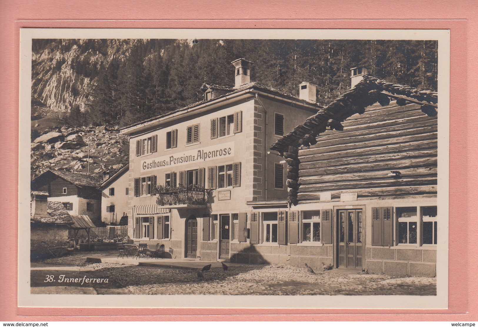 OUDE POSTKAART ZWITSERLAND - SCHWEIZ -  GASTHAUS ALPENROSE - INNERFERRERA - Autres & Non Classés