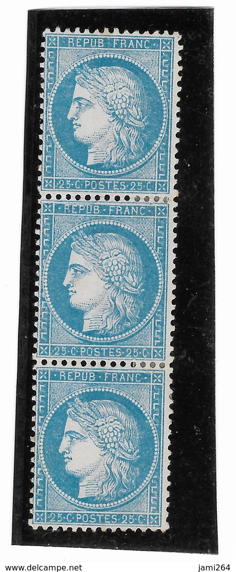 TIMBRE N)  60/1BANDE DE 3 NEUVE SANS GOMME VERTICALE  22/32/42 G1  ;TTB - 1871-1875 Cérès