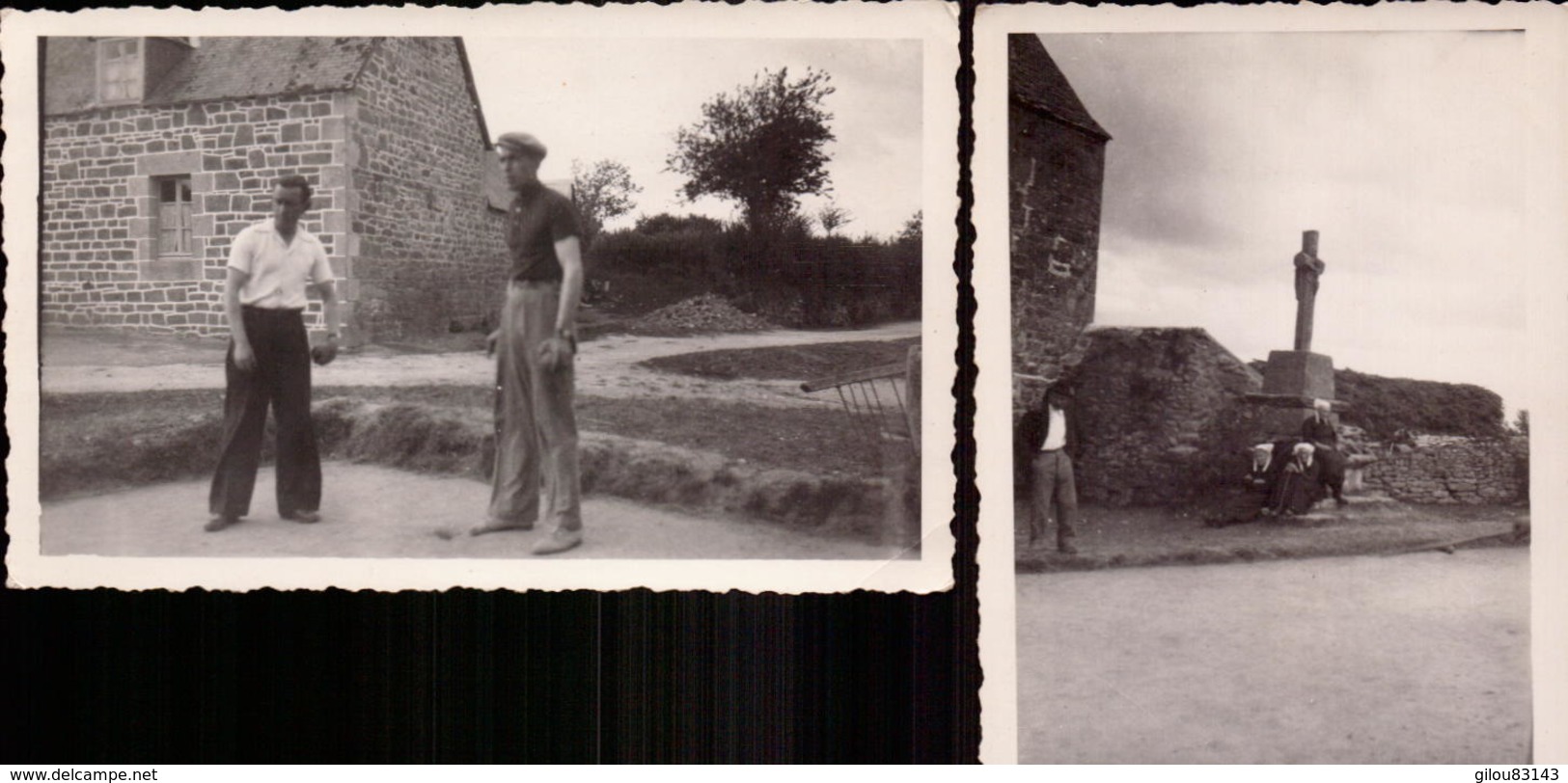 Cotes D Armor, Le Vieux Marche, La Chapelle Aux 7 Saints, Partie De Boules,1943, Lot De 4 Photos (bon Etat) Dim: 11 X 7. - Plaatsen