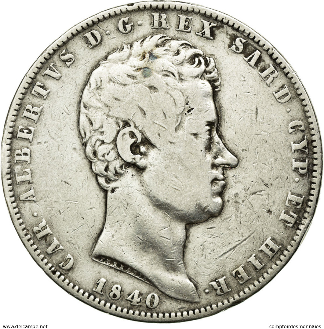 Monnaie, États Italiens, SARDINIA, Carlo Alberto, 5 Lire, 1840, Genoa, TB+ - Italian Piedmont-Sardinia-Savoie