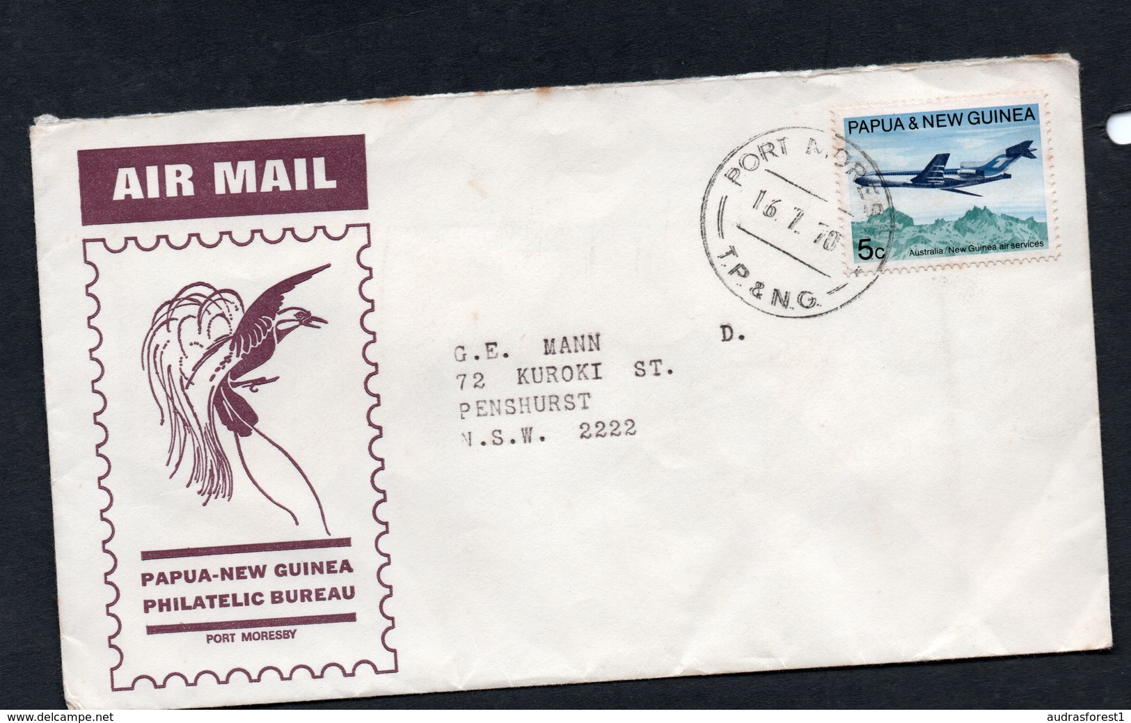 1970 PAPUA & NEW GUINEA PORT MORESBY, T.P & N.G. Postmarked 16.7.70 On AIR MAIL BIRD OF PARDISE Cover To NSW - Papouasie-Nouvelle-Guinée