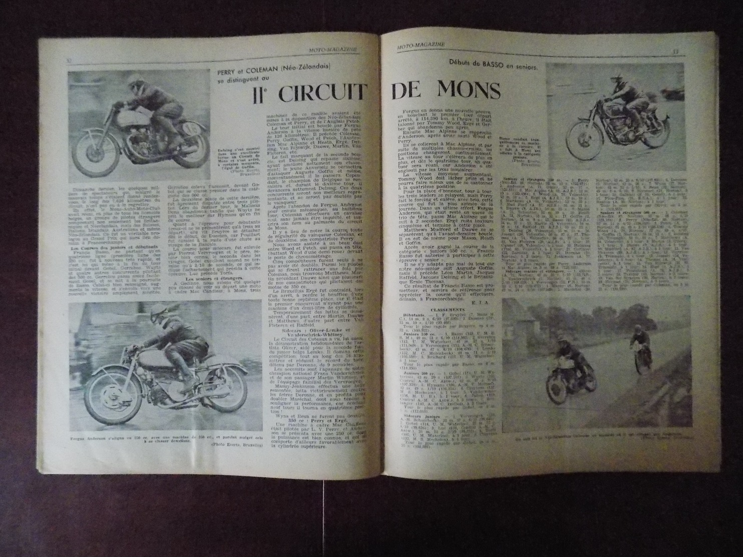 Moto magazine n° 10 GP. Francorchamps - vallée Geer - Tongres - Chimay - Socovel 150cc - circuit Mons...