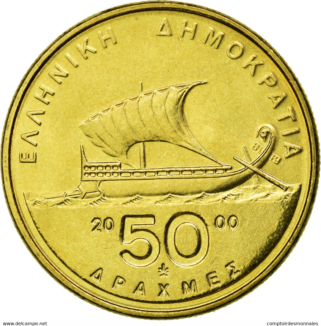 Monnaie, Grèce, 50 Drachmes, 2000, SPL, Aluminum-Bronze, KM:147 - Grèce