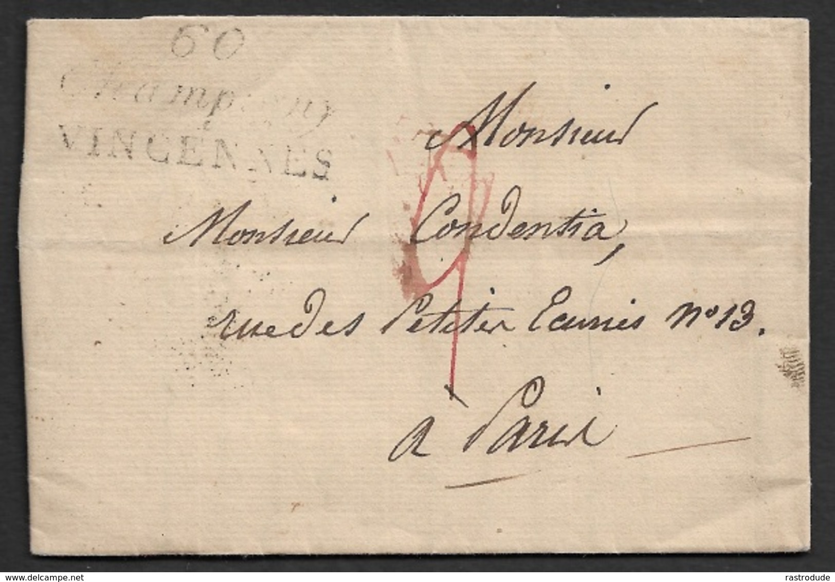 1824 - LAC - Cursive 60 CHAMPIGNY VINCENNES (SEINE) - 1801-1848: Precursors XIX