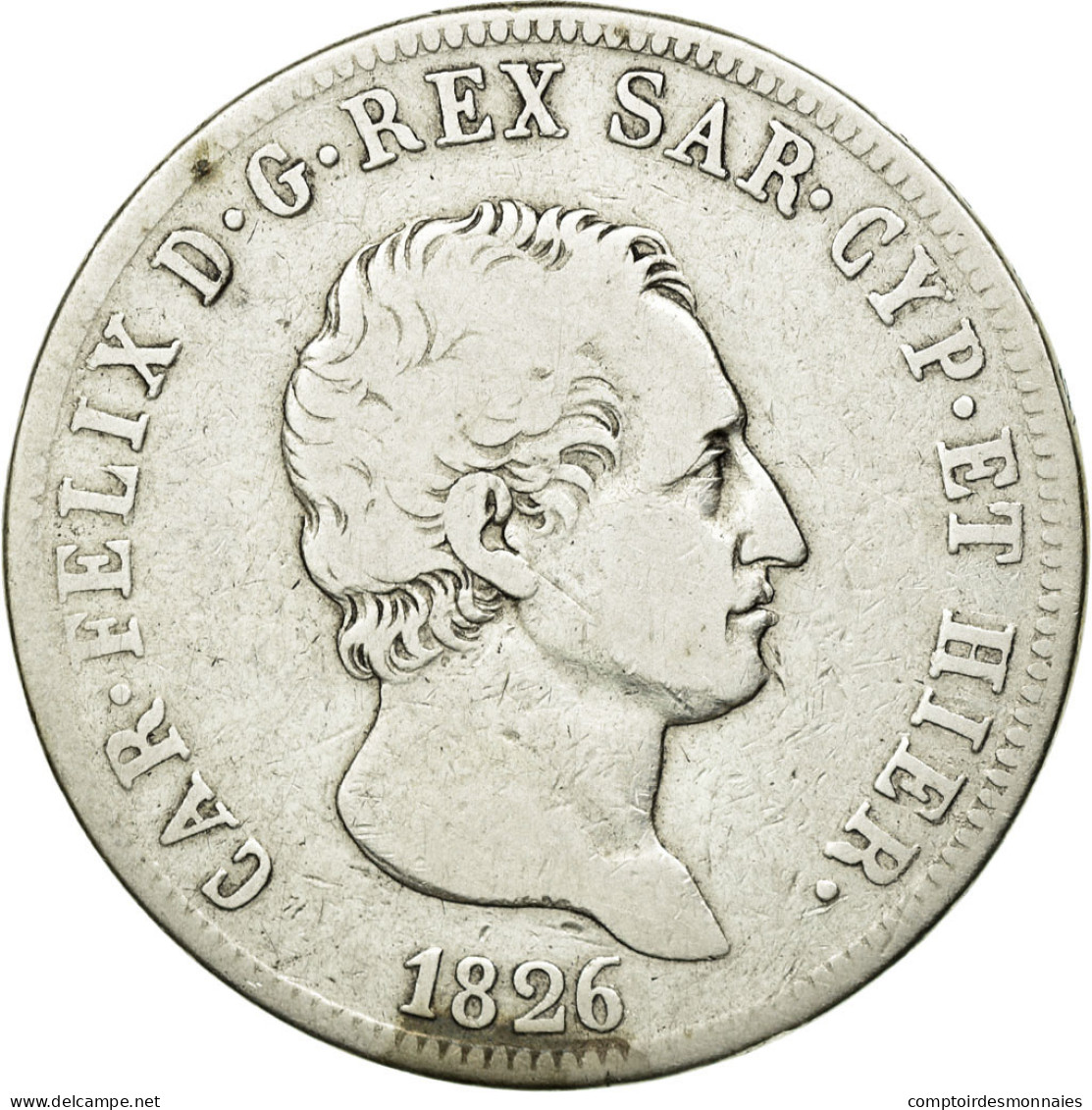 Monnaie, États Italiens, SARDINIA, Carlo Felice, 5 Lire, 1826, Torino, TB - Italian Piedmont-Sardinia-Savoie