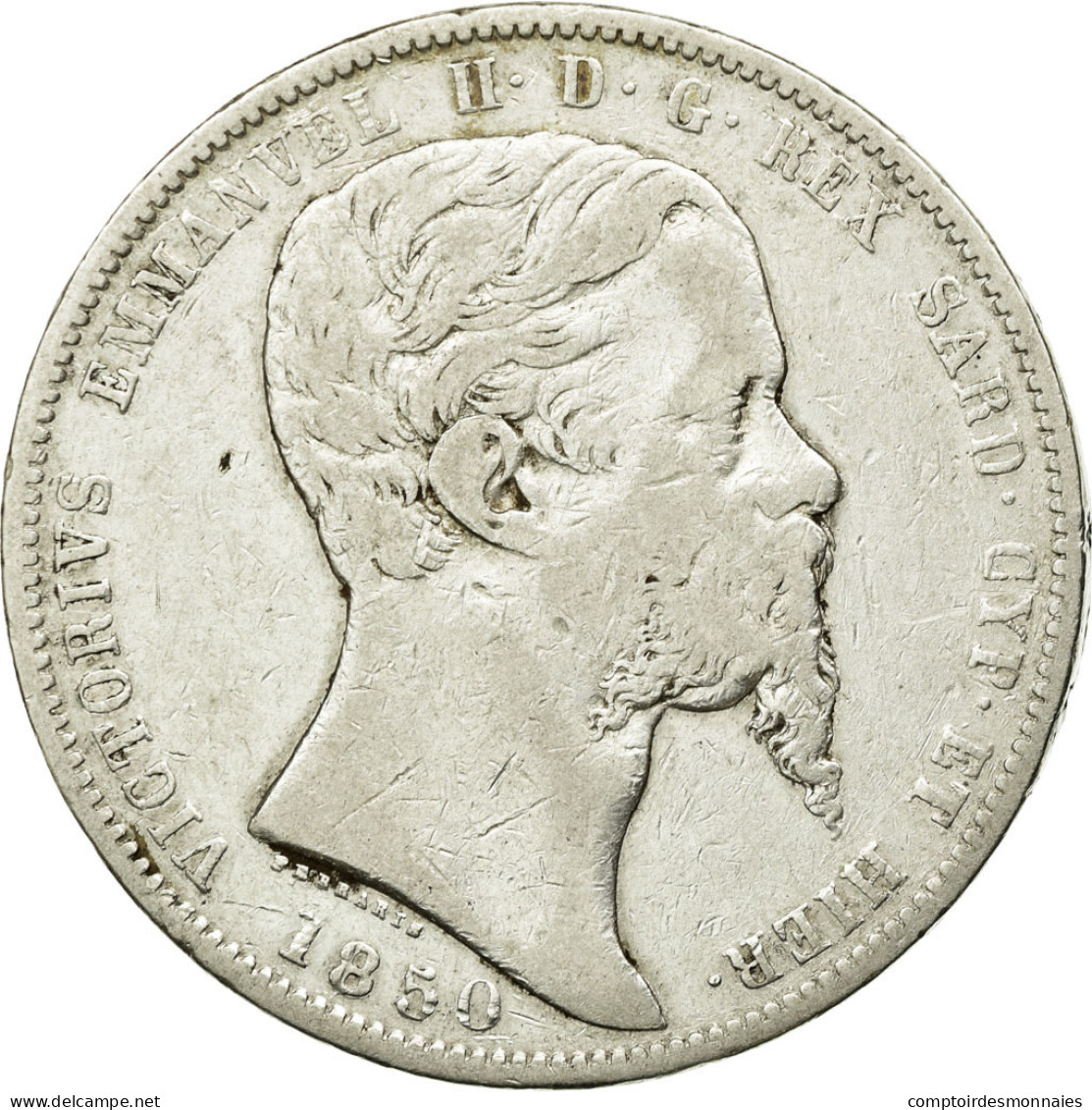 Monnaie, États Italiens, SARDINIA, Vittorio Emanuele II, 5 Lire, 1850, Genoa - Italian Piedmont-Sardinia-Savoie