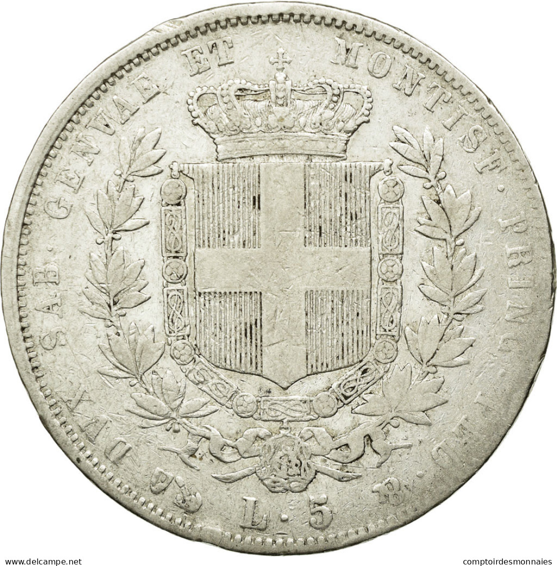 Monnaie, États Italiens, SARDINIA, Vittorio Emanuele II, 5 Lire, 1850, Genoa - Italian Piedmont-Sardinia-Savoie