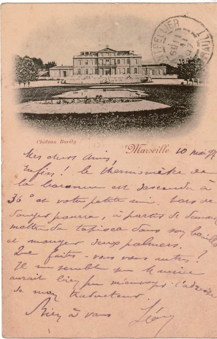 Cpa 13 XIXè S. MARSEILLE  Château Borély , Belle Carte Précurseur "nuage" De 1897 - Parcs Et Jardins