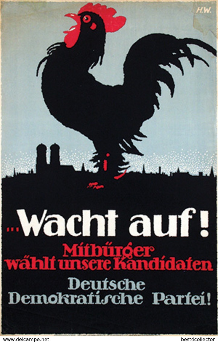 @@@ MAGNET - Wacht Auf! Deutsche Demokratische Partei!, Coq - Publicitaires